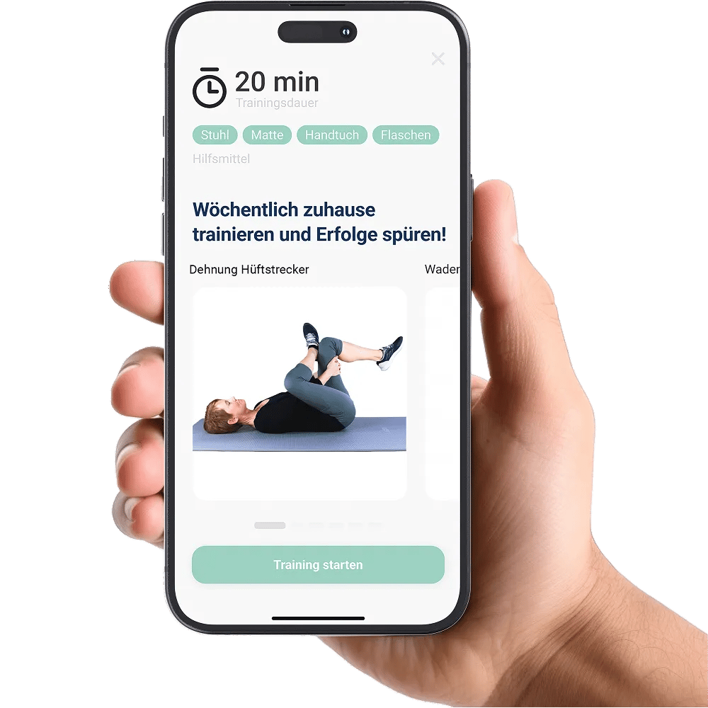 Ecovery Screeshot auf Handy das von einer Hand gehalten wird