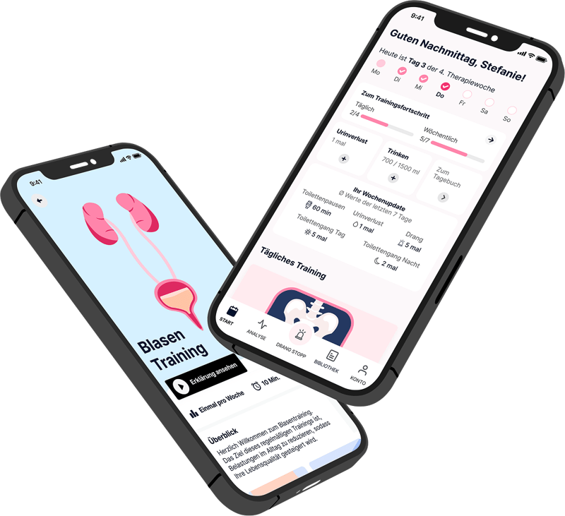 Zwei Handyscreens mit der Mictera App